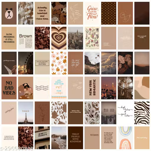 Aesthetic Wall Collage Kit – 54pc Brown