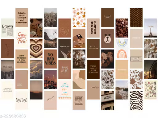 Aesthetic Wall Collage Kit – 54pc Brown